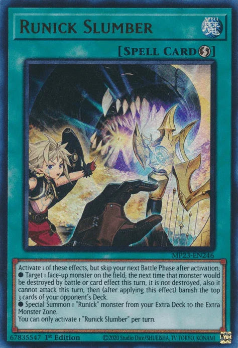 1st Edition, Dueling Heroes Collectors Tin - Mega Pack (25th Anniversary Edition), Quick-Play Spell, Spell, Ultra Rare Runick Slumber [MP23-EN246] Ultra Rare - Trading Card World