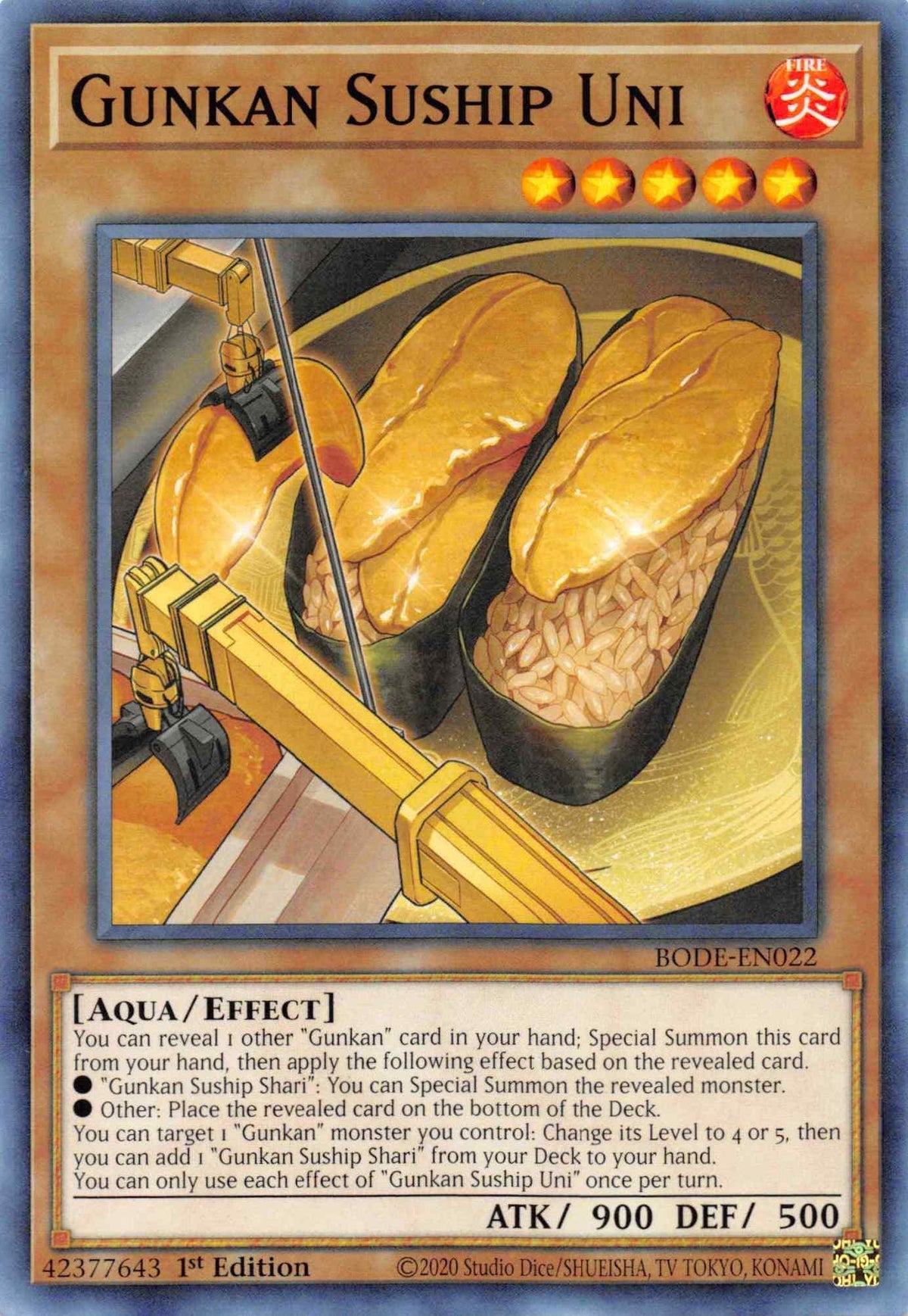 1st Edition, Aqua, Burst of Destiny, Common, Effect Monster, Fire Gunkan Suship Uni [BODE-EN022] Common - Trading Card World