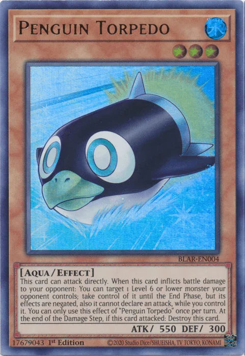 1st Edition, Aqua, Battles of Legend: Armageddon, Effect Monster, Ultra Rare, Water Penguin Torpedo [BLAR-EN004] Ultra Rare - Trading Card World