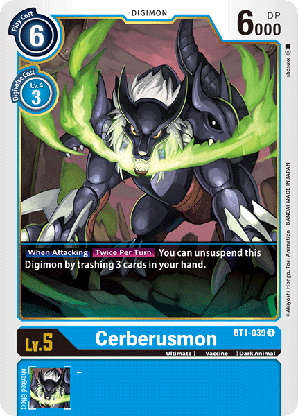 Blue, BT1-039, Dark Animal, Digimon, Rare, Release Special Booster Ver.1.0, Ultimate, Vaccine Cerberusmon [BT1-039] [Release Special Booster Ver.1.0] - Trading Card World