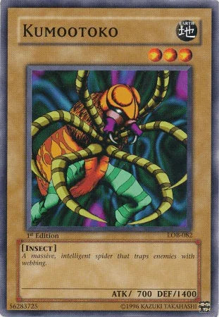 1st Edition, Common, Earth, Insect, Normal Monster, The Legend of Blue Eyes White Dragon, Unlimited Kumootoko [LOB-082] Common - Trading Card World