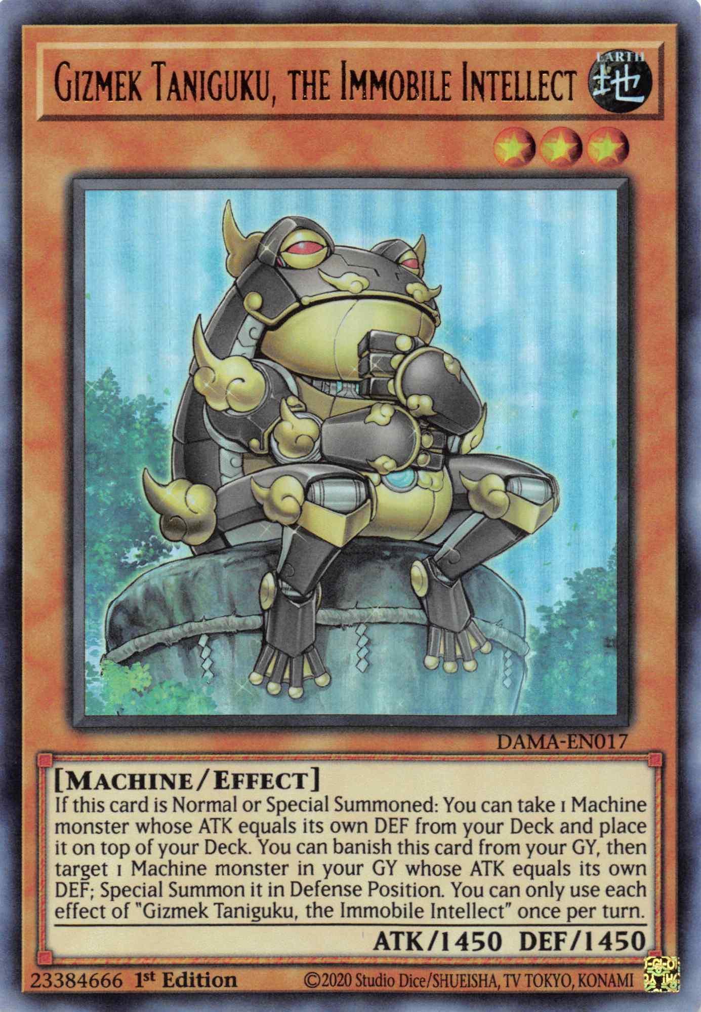 1st Edition, Dawn of Majesty, Earth, Effect Monster, Machine, Ultra Rare Gizmek Taniguku, the Immobile Intellect [DAMA-EN017] Ultra Rare - Trading Card World