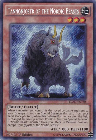 1st Edition, Beast, Earth, Effect Monster, Legendary Collection 5D's, Secret Rare Tanngnjostr of the Nordic Beasts [LC5D-EN180] Secret Rare - Trading Card World