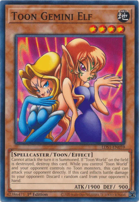 1st Edition, Common, Earth, Legendary Duelists: Season 1, Spellcaster, Toon/Effect Monster Toon Gemini Elf [LDS1-EN059] Common - Trading Card World