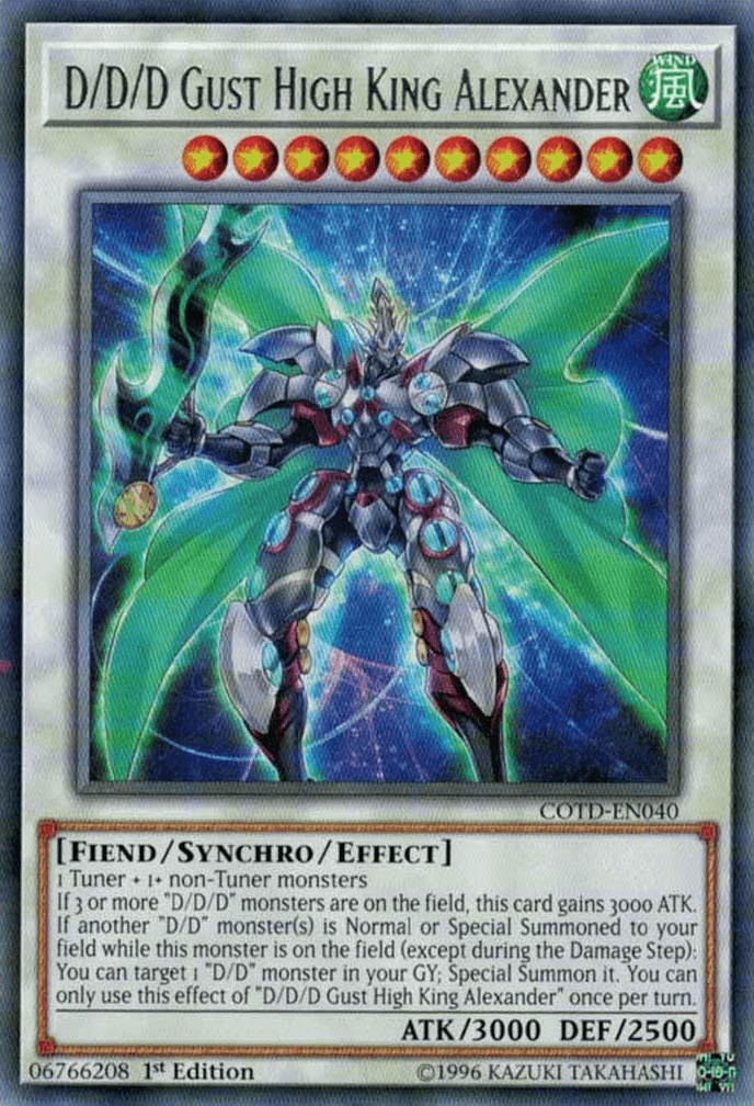 1st Edition, Code of the Duelist, Fiend, Rare, Synchro/Effect Monster, Unlimited, Wind D/D/D Gust High King Alexander [COTD-EN040] Rare - Trading Card World