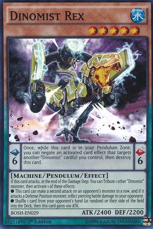 1st Edition, Breakers of Shadow, Machine, Pendulum/Effect Monster, Super Rare, Unlimited, Water Dinomist Rex [BOSH-EN029] Super Rare - Trading Card World