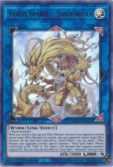 1st Edition, Duel Overload, Light, Link/Effect Monster, Ultra Rare, Wyrm Tenyi Spirit - Sahasrara [DUOV-EN026] Ultra Rare - Trading Card World