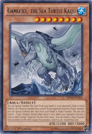 1st Edition, 2016 Mega-Tins Mega Pack, Aqua, Effect Monster, Rare, Unlimited, Water Gameciel, the Sea Turtle Kaiju [MP16-EN164] Rare - Trading Card World