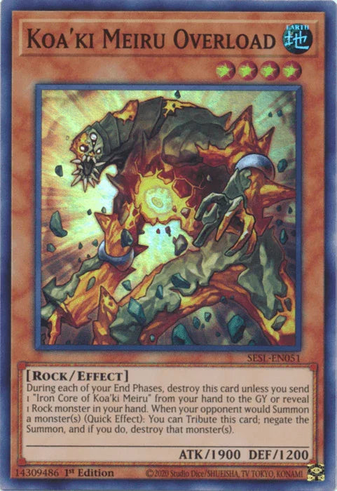 1st Edition, Earth, Effect Monster, Rock, Secret Slayers, Super Rare Koa'ki Meiru Overload [SESL-EN051] Super Rare - Trading Card World