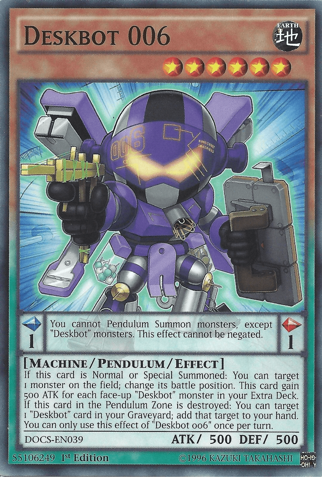 1st Edition, Common, Dimension of Chaos, Earth, Machine, Pendulum/Effect Monster, Unlimited Deskbot 006 [DOCS-EN039] Common - Trading Card World