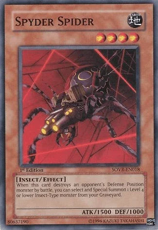 1st Edition, Common, Earth, Effect Monster, Insect, Stardust Overdrive, Unlimited Spyder Spider [SOVR-EN018] Common - Trading Card World