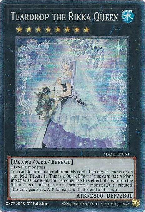 1st Edition, Collector's Rare, Maze of Memories, Plant, Water, Xyz/Effect Monster Teardrop the Rikka Queen [MAZE-EN053] Collector's Rare - Trading Card World