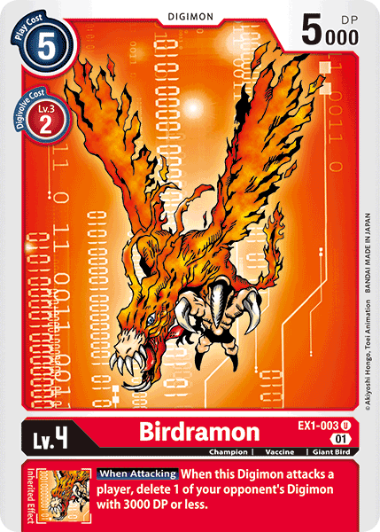 Champion, Classic Collection, Digimon, EX1-003, Giant Bird, Red, Uncommon, Vaccine Birdramon [EX1-003] [Classic Collection] - Trading Card World