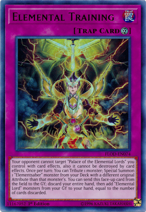 1st Edition, Continuous Trap, Flames of Destruction, Trap, Ultra Rare, Unlimited Elemental Training [FLOD-EN074] Ultra Rare - Trading Card World