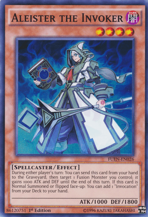 1st Edition, Dark, Effect Monster, Fusion Enforcers, Spellcaster, Super Rare, Unlimited Aleister the Invoker [FUEN-EN026] Super Rare - Trading Card World