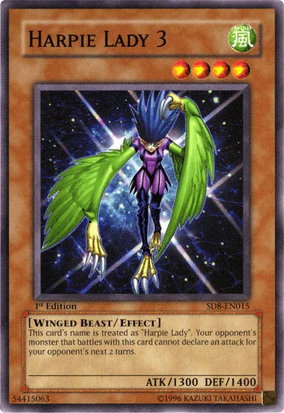 1st Edition, Common, Effect Monster, Structure Deck: Lord of the Storm, Unlimited, Wind, Winged Beast Harpie Lady 3 [SD8-EN015] Common - Trading Card World