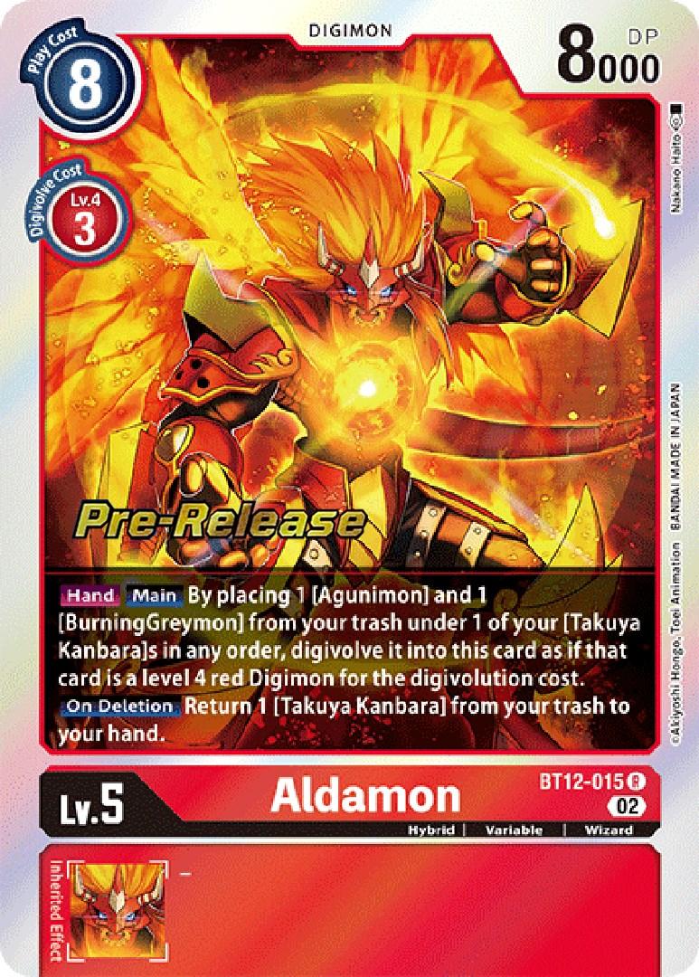 Across Time Pre-Release Cards, BT12-015, Digimon, Hybrid, Rare, Red, Variable, Wizard Aldamon [BT12-015] [Across Time Pre-Release Cards] - Trading Card World