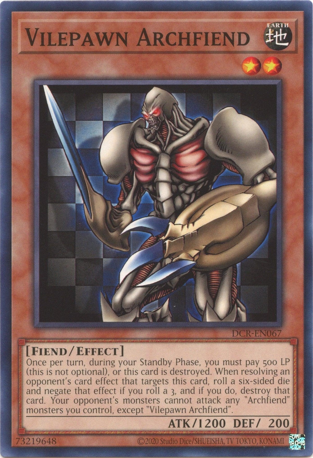Common, Dark Crisis (25th Anniversary Edition), Earth, Effect Monster, Fiend, Unlimited Vilepawn Archfiend (25th Anniversary) [DCR-EN067] Common - Trading Card World