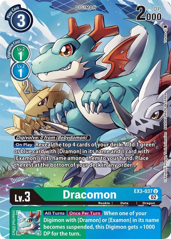 Blue;Green, Data, Digimon, Draconic Roar, Dragon, EX3-037, Rookie, Uncommon Dracomon [EX3-037] (Alternate Art) [Draconic Roar] - Trading Card World