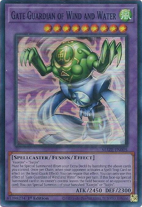1st Edition, Fusion/Effect Monster, Maze of Memories, Spellcaster, Super Rare, Wind Gate Guardian of Wind and Water [MAZE-EN005] Super Rare - Trading Card World