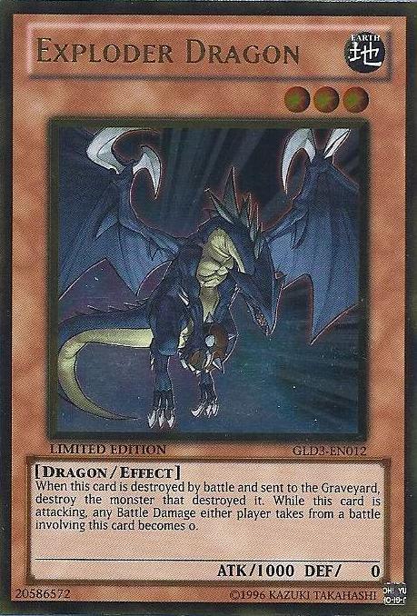 Dragon, Earth, Effect Monster, Gold Rare, Gold Series 3, Limited Exploder Dragon [GLD3-EN012] Gold Rare - Trading Card World