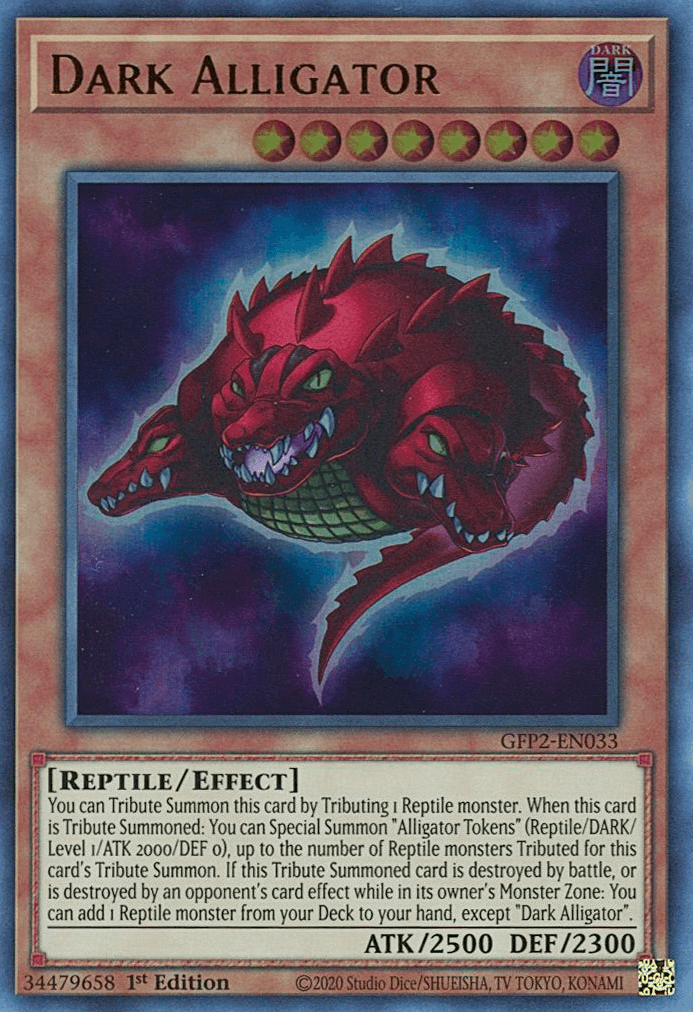 1st Edition, Dark, Effect Monster, Ghosts From the Past: The 2nd Haunting, Reptile, Ultra Rare Dark Alligator [GFP2-EN033] Ultra Rare - Trading Card World