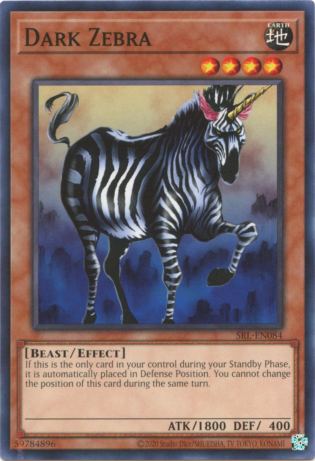 Common, Earth, Effect Monster, Spell Ruler (25th Anniversary Edition), Unlimited Dark Zebra (25th Anniversary) [SRL-EN084] Common - Trading Card World