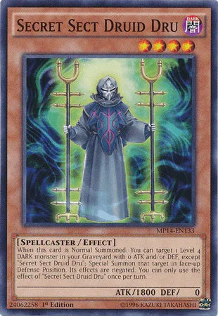 1st Edition, 2014 Mega-Tins Mega Pack, Common, Dark, Effect Monster, Spellcaster Secret Sect Druid Dru [MP14-EN133] Common - Trading Card World