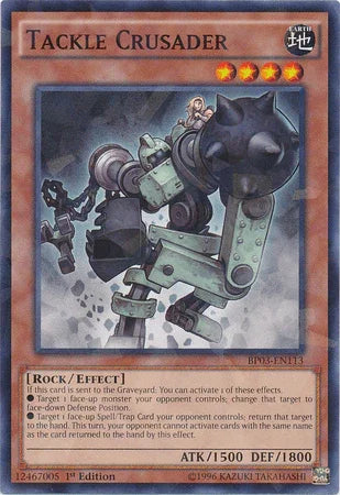 1st Edition, Battle Pack 3: Monster League, Earth, Effect Monster, Rock, Shatterfoil Rare Tackle Crusader [BP03-EN113] Shatterfoil Rare - Trading Card World