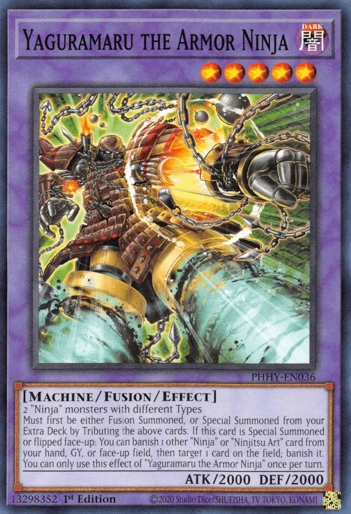 1st Edition, Common, Dark, Fusion/Effect Monster, Machine, Photon Hypernova Yaguramaru the Armor Ninja [PHHY-EN036] Common - Trading Card World
