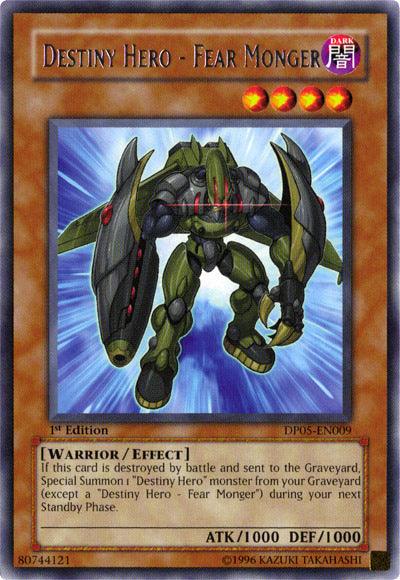 1st Edition, Dark, Duelist Pack 5: Aster Phoenix, Effect Monster, Rare, Unlimited, Warrior Destiny Hero - Fear Monger [DP05-EN009] Rare - Trading Card World