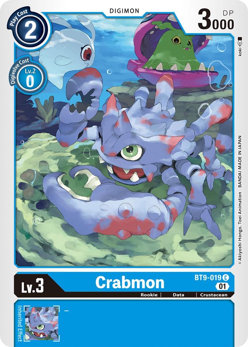 Blue, BT9-019, Common, Crustacean, Data, Digimon, Rookie, X Record Crabmon [BT9-019] [X Record] - Trading Card World