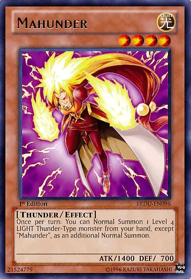1st Edition, Effect Monster, Light, Rare, Return of the Duelist, Thunder, Unlimited Mahunder [REDU-EN096] Rare - Trading Card World