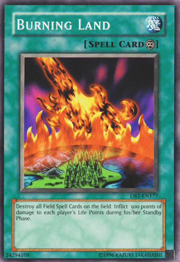 Common, Continuous Spell, Dark Beginning 1, Spell, Unlimited Burning Land [DB1-EN177] Common - Trading Card World