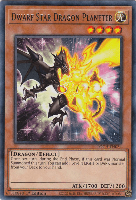 1st Edition, Dragon, Effect Monster, Light, Rare, Toon Chaos, Unlimited Dwarf Star Dragon Planeter [TOCH-EN034] Rare - Trading Card World