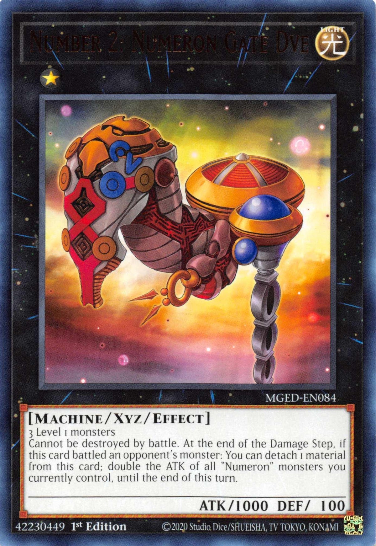 1st Edition, Light, Machine, Maximum Gold: El Dorado, Rare, Xyz/Effect Monster Number 2: Numeron Gate Dve [MGED-EN084] Rare - Trading Card World