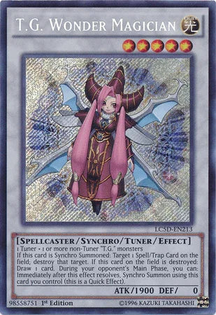 1st Edition, Legendary Collection 5D's, Light, Secret Rare, Spellcaster, Synchro/Tuner Monster T.G. Wonder Magician [LC5D-EN213] Secret Rare - Trading Card World