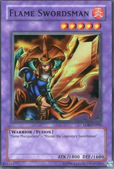 Fire, Fusion Monster, Super Rare, The Legend of Blue Eyes White Dragon, Unlimited, Warrior Flame Swordsman [LOB-EN003] Super Rare - Trading Card World