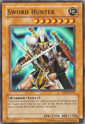 Common, Dark Beginning 1, Earth, Effect Monster, Unlimited, Warrior Sword Hunter [DB1-EN191] Common - Trading Card World