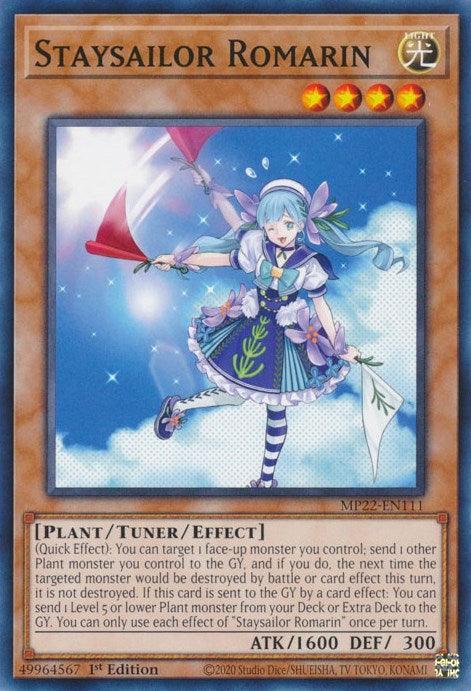 1st Edition, 2022 Tin of the Pharaoh's Gods, Common, Light, Plant, Tuner/Effect Monster Staysailor Romarin [MP22-EN111] Common - Trading Card World