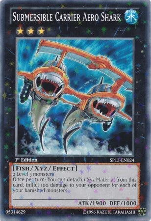 1st Edition, Fish, Star Pack 2013, Starfoil Rare, Unlimited, Water, Xyz/Effect Monster Submersible Carrier Aero Shark [SP13-EN024] Starfoil Rare - Trading Card World