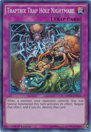 1st Edition, 2014 Mega-Tins Mega Pack, Normal Trap, Super Rare, Trap Traptrix Trap Hole Nightmare [MP14-EN110] Super Rare - Trading Card World