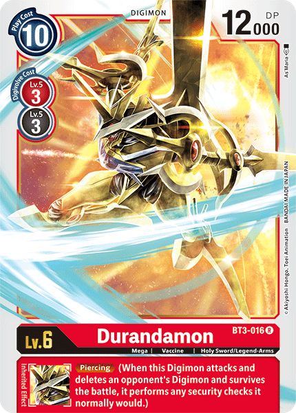 BT3-016, Digimon, Holy Sword/Legend-Arms, Mega, Rare, Red, Release Special Booster Ver.1.5, Vaccine Durandamon [BT3-016] [Release Special Booster Ver.1.5] - Trading Card World