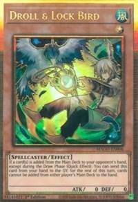 1st Edition, Effect Monster, Gold Rare, Maximum Gold, Spellcaster, Wind Droll & Lock Bird (Alternate Art) [MAGO-EN006] Gold Rare - Trading Card World