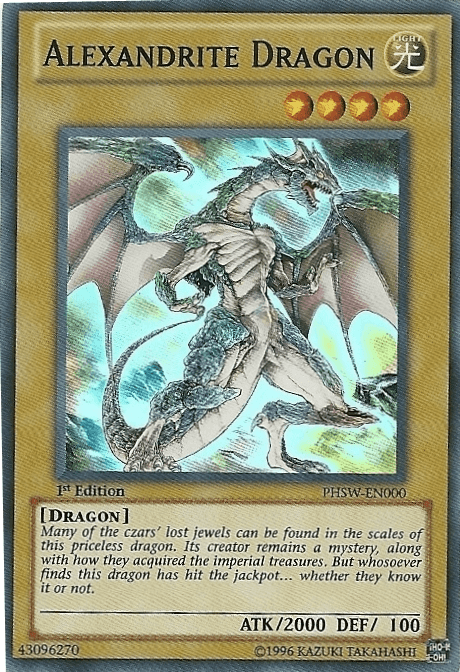 1st Edition, Dragon, Light, Normal Monster, Photon Shockwave, Super Rare, Unlimited Alexandrite Dragon [PHSW-EN000] Super Rare - Trading Card World
