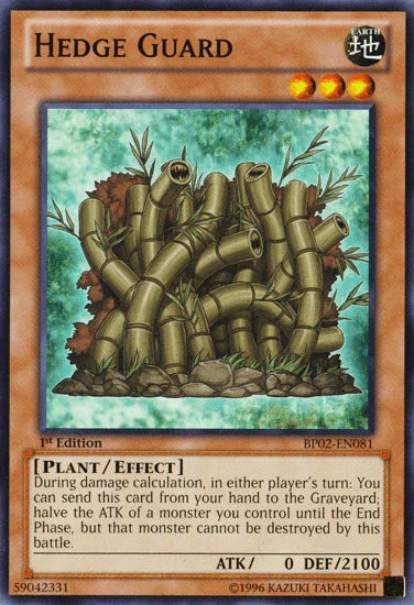 1st Edition, Battle Pack 2: War of the Giants, Earth, Effect Monster, Mosaic Rare, Plant, Unlimited Hedge Guard [BP02-EN081] Mosaic Rare - Trading Card World