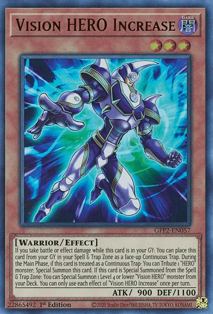 1st Edition, Dark, Effect Monster, Ghosts From the Past: The 2nd Haunting, Ultra Rare, Warrior Vision HERO Increase [GFP2-EN057] Ultra Rare - Trading Card World