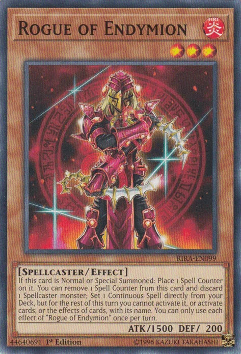 1st Edition, Common, Effect Monster, Fire, Rising Rampage, Spellcaster, Unlimited Rogue of Endymion [RIRA-EN099] Common - Trading Card World