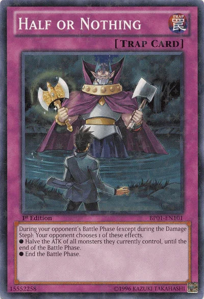 1st Edition, Battle Pack: Epic Dawn, Normal Trap, Starfoil Rare, Trap, Unlimited Half or Nothing [BP01-EN101] Starfoil Rare - Trading Card World