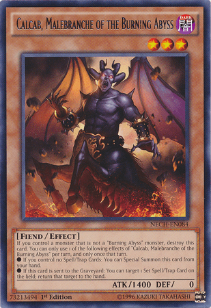 1st Edition, Dark, Effect Monster, Fiend, Rare, The New Challengers, Unlimited Calcab, Malebranche of the Burning Abyss [NECH-EN084] Rare - Trading Card World